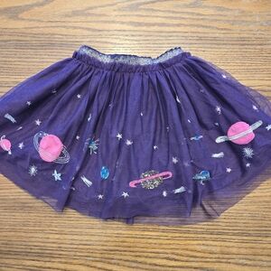 Mini Boden Space Planet Purple Tulle Skirt - Size 4-5 - Girls Embroidered Skirt
